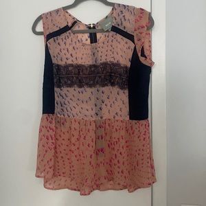 Maeve mixed fabric sleeveless blouse